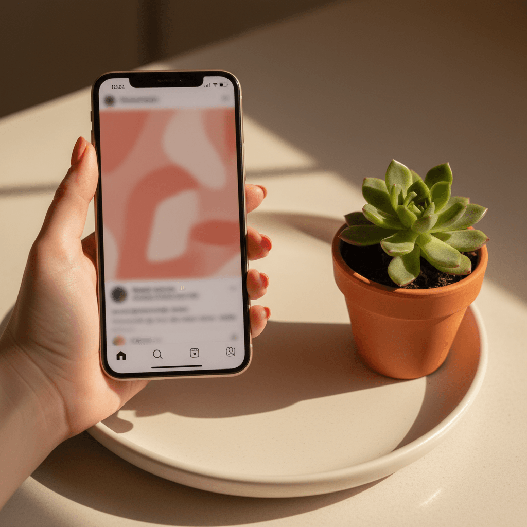 Smartphone displaying social media feed preview