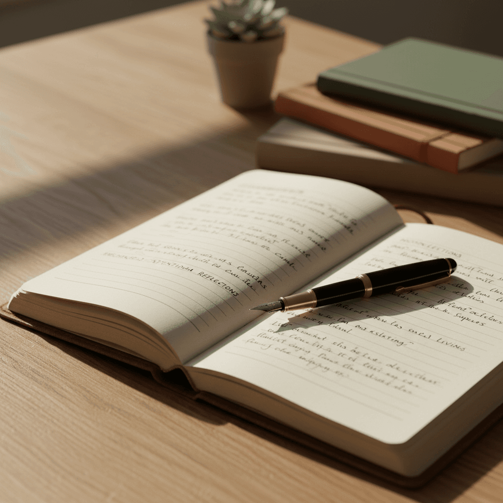 open notebook with handwritten notes
