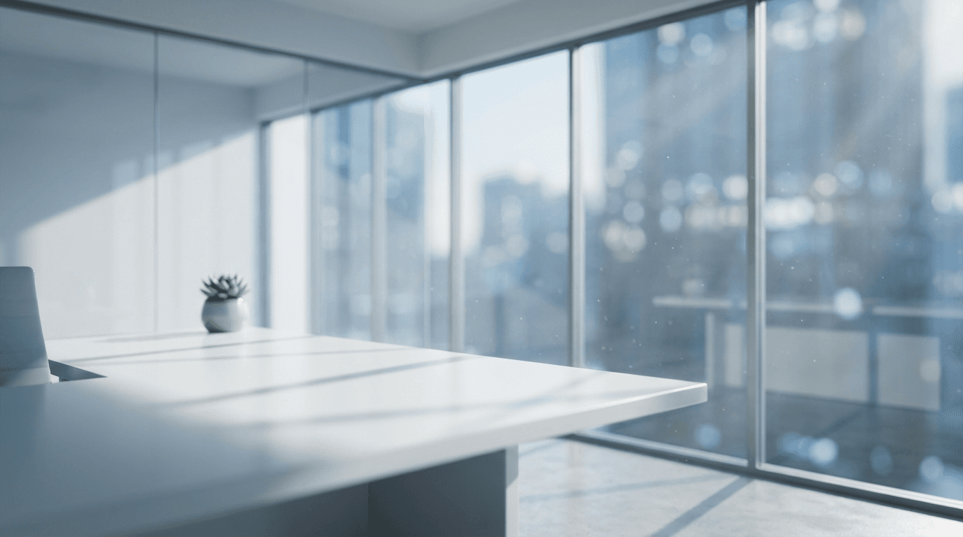 Modern office with a view of the Sandia Mountains