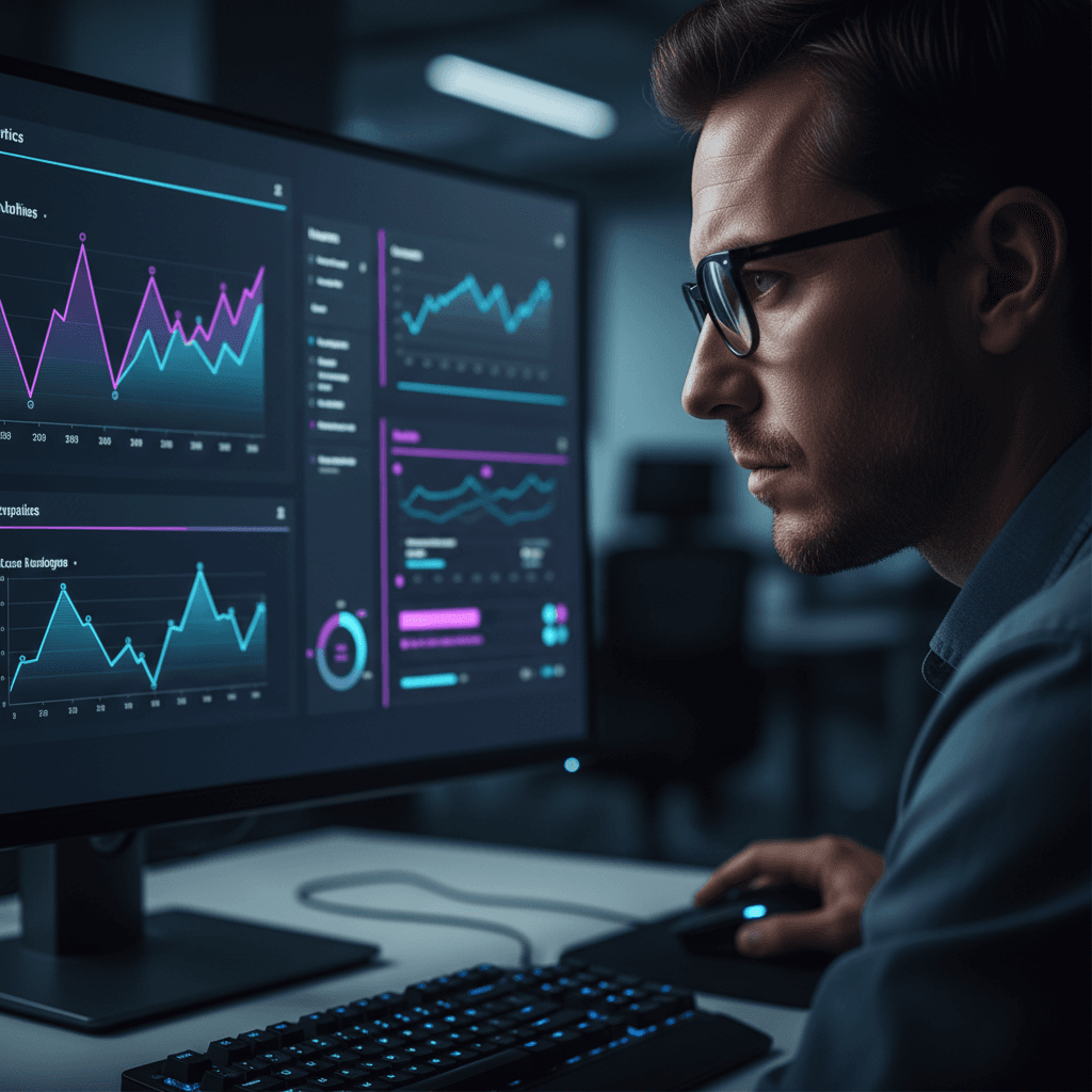 data analytics dashboard on monitor