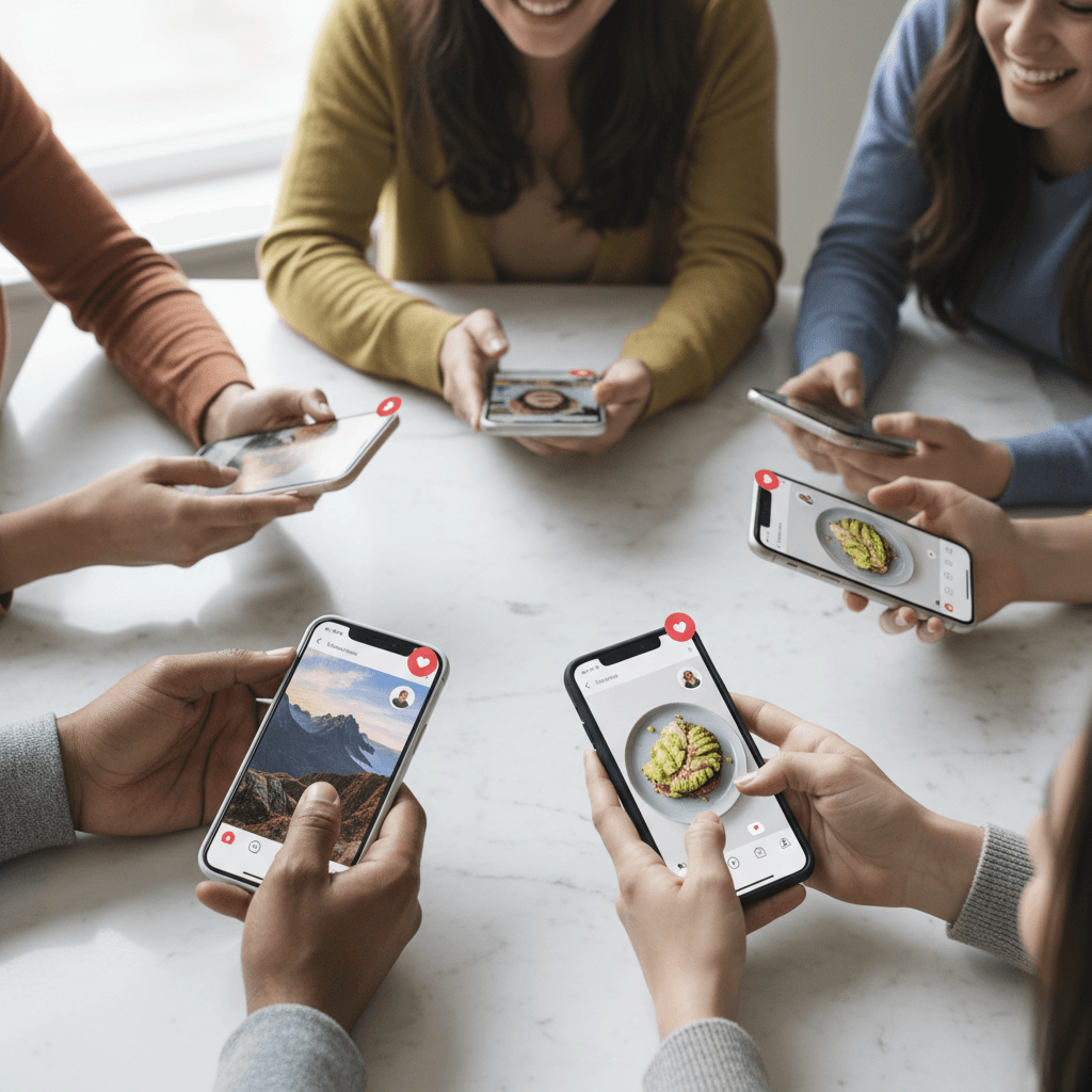 Smartphone with social media feed