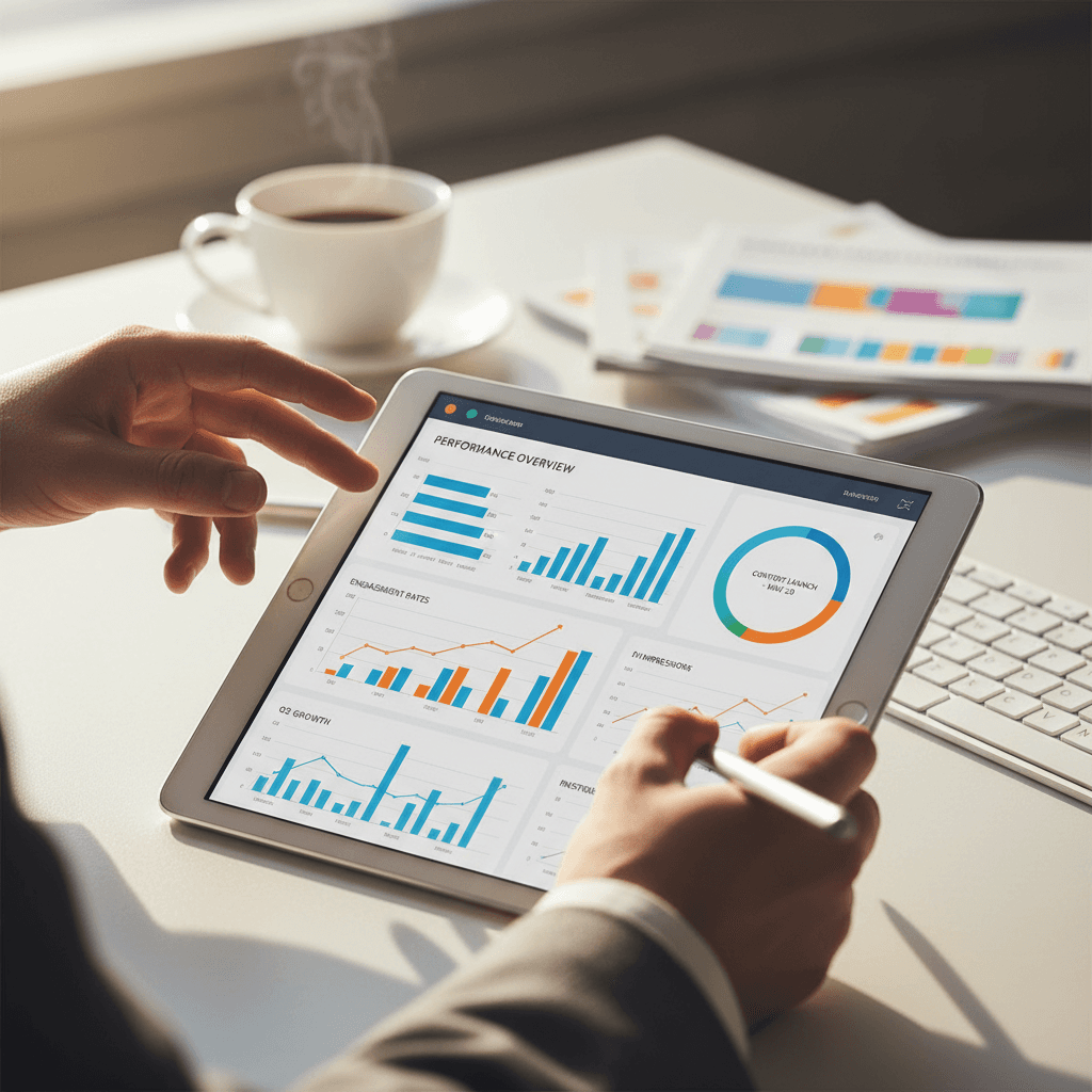tablet showing ad analytics dashboard